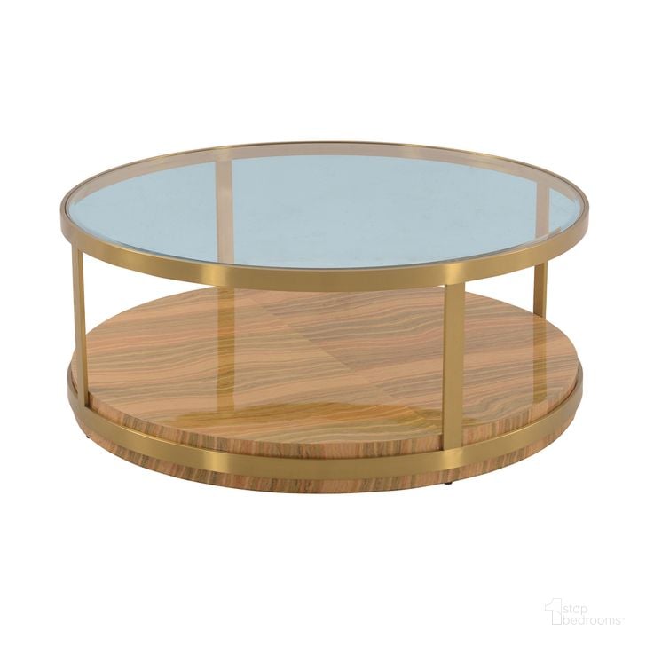The appearance of Hattie Glass Top Coffee Table with Brushed Gold Legs designed by Armen Living in the modern / contemporary interior design. This gold piece of furniture  was selected by 1StopBedrooms from Hattie Collection to add a touch of cosiness and style into your home. Sku: LCDXCOGLGLD. Material: Wood. Product Type: Coffee Table. Image1