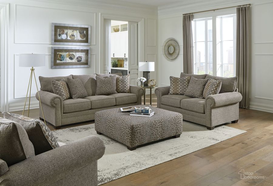 The appearance of Havana Cocoa 94 Inch Living Room Set designed by Jackson in the transitional interior design. This gray piece of furniture  was selected by 1StopBedrooms from Havana Collection to add a touch of cosiness and style into your home. Sku: 435003190539252268;435002190539252268. Material: Polyester. Product Type: Living Room Set. Image1