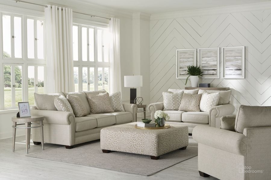 The appearance of Havana Linen 94 Inch Living Room Set designed by Jackson in the transitional interior design. This gray piece of furniture  was selected by 1StopBedrooms from Havana Collection to add a touch of cosiness and style into your home. Sku: 435003190516252216;435002190516252216. Material: Polyester. Product Type: Living Room Set. Image1