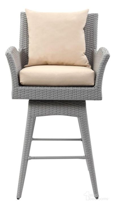 The appearance of Hayes Grey and Beige Outdoor Wicker Swivel Armed Bar Stool designed by Safavieh in the modern / contemporary interior design. This grey and beige piece of furniture  was selected by 1StopBedrooms from Hayes Collection to add a touch of cosiness and style into your home. Sku: PAT2515C. Product Type: Barstool. Image1