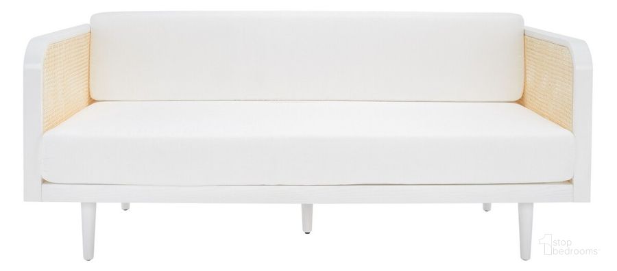 The appearance of Helena French Cane Daybed In White/Natural designed by Safavieh Couture in the transitional interior design. This white/natural piece of furniture  was selected by 1StopBedrooms from Helena Collection to add a touch of cosiness and style into your home. Sku: SFV4100C. Bed Type: Daybed. Product Type: DayBed. Material: Rubberwood. Image1