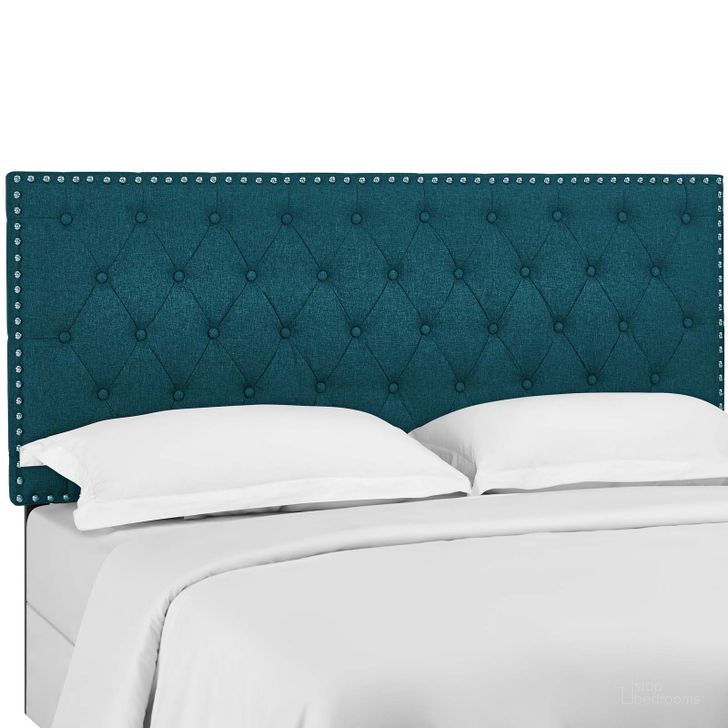 The appearance of Helena Teal Tufted King and California King Upholstered Linen Fabric Headboard designed by Modway in the modern / contemporary interior design. This teal piece of furniture  was selected by 1StopBedrooms from Helena Collection to add a touch of cosiness and style into your home. Sku: MOD-5861-TEA. Material: Fabric. Product Type: Headboard. Image1