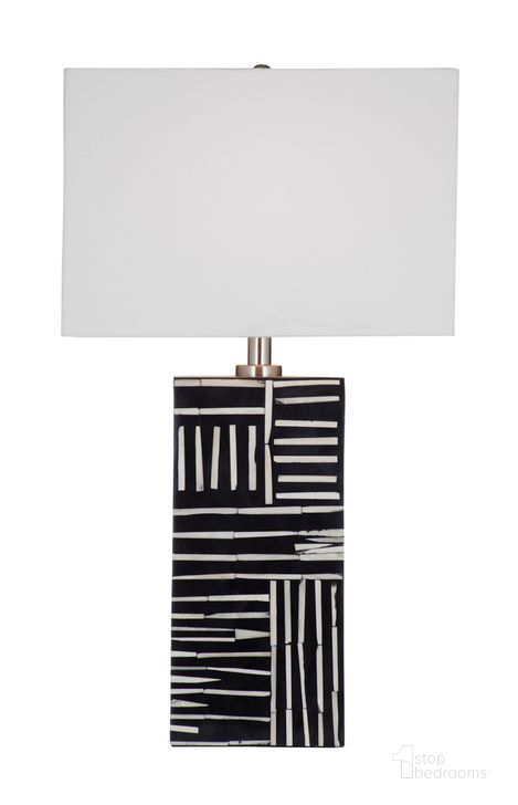 The appearance of Hender Table Lamp In Black and White designed by Bassett Mirror Company in the modern / contemporary interior design. This black/white piece of furniture  was selected by 1StopBedrooms from  to add a touch of cosiness and style into your home. Sku: L4314T. Material: Resin. Product Type: Table Lamp. Image1