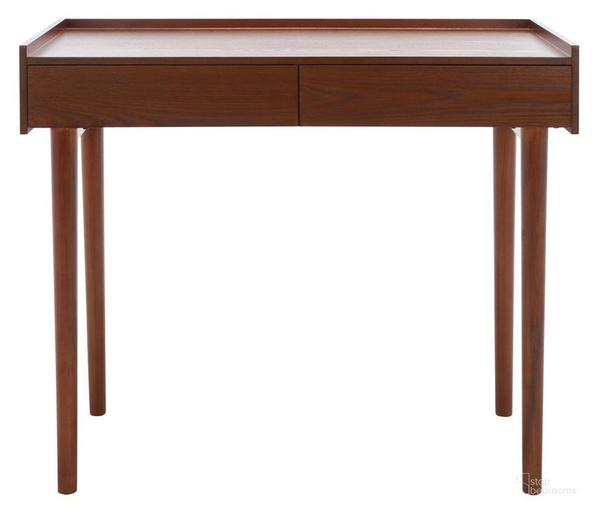 The appearance of Henley 2 Drawer Desk in Brown designed by Safavieh in the modern / contemporary interior design. This brown piece of furniture  was selected by 1StopBedrooms from Henley Collection to add a touch of cosiness and style into your home. Sku: DSK2100D. Material: Wood. Product Type: Desk. Image1