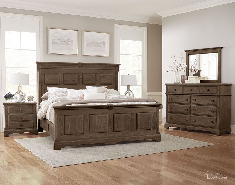 The appearance of Heritage Cobblestone Oak Mansion Bedroom Set With Decorative Side Rails designed by Artisan & Post in the transitional interior design. This brown piece of furniture  was selected by 1StopBedrooms from Heritage Collection to add a touch of cosiness and style into your home. Sku: 112-559;112-955;112-822;112-227. Material: Wood. Product Type: Bedroom Set. Bed Size: Queen. Image1