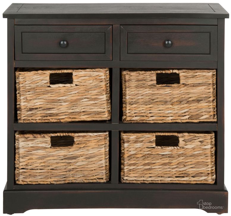 The appearance of Herman Brown Storage Unit with Wicker Baskets designed by Safavieh in the coastal interior design. This brown piece of furniture  was selected by 1StopBedrooms from Herman Collection to add a touch of cosiness and style into your home. Sku: AMH5702F. Material: Aluminum. Product Type: Storage Unit. Image1