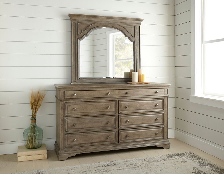 The appearance of Highland Park Dresser And Mirror In Driftwood designed by Steve Silver in the transitional interior design. This driftwood piece of furniture  was selected by 1StopBedrooms from Highland Park Collection to add a touch of cosiness and style into your home. Sku: HP900DRD;HP900MRD. Material: Wood. Product Type: Dresser and Mirror. Image1