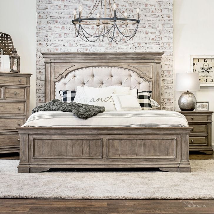 The appearance of Highland Park King Bed In Driftwood designed by Steve Silver in the transitional interior design. This driftwood piece of furniture  was selected by 1StopBedrooms from Highland Park Collection to add a touch of cosiness and style into your home. Sku: HP900KFBD;HP900KHBD;HP900SRD. Bed Type: Panel Bed. Material: Wood. Product Type: Panel Bed. Bed Size: King. Image1
