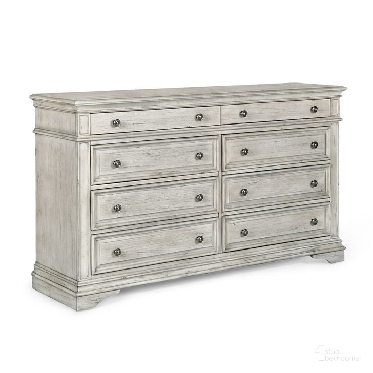 The appearance of Highland Park Rustic Ivory Dresser designed by Steve Silver in the transitional interior design. This ivory piece of furniture  was selected by 1StopBedrooms from Highland Park Collection to add a touch of cosiness and style into your home. Sku: HP900DRW. Material: Wood. Product Type: Dresser. Image1