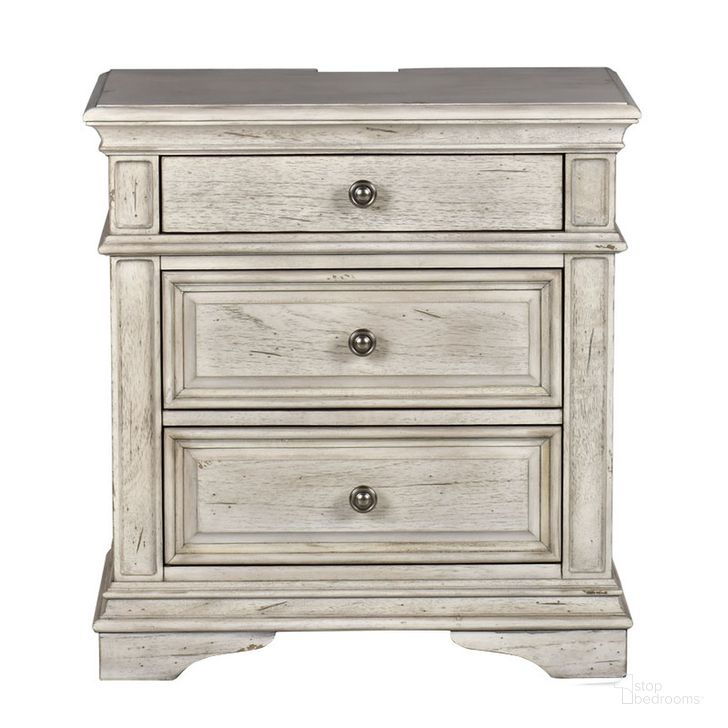 The appearance of Highland Park Rustic Ivory Nightstand designed by Steve Silver in the transitional interior design. This ivory piece of furniture  was selected by 1StopBedrooms from Highland Park Collection to add a touch of cosiness and style into your home. Sku: HP900NSW. Material: Wood. Product Type: Nightstand. Image1