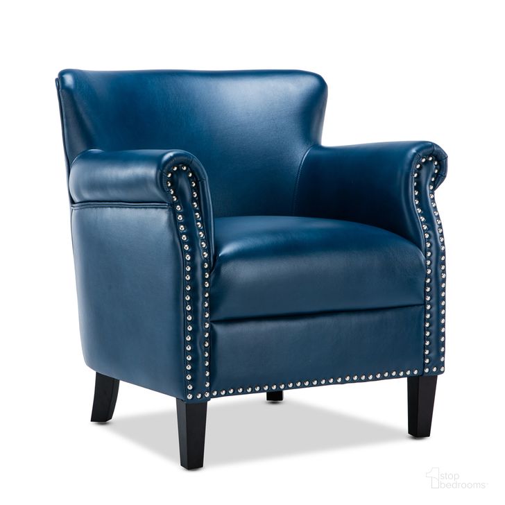 The appearance of Holly Club Chair In Navy Blue designed by Comfort Pointe in the transitional interior design. This navy blue piece of furniture  was selected by 1StopBedrooms from Holly Collection to add a touch of cosiness and style into your home. Sku: 8030-10. Product Type: Accent Chair. Material: Plywood. Image1