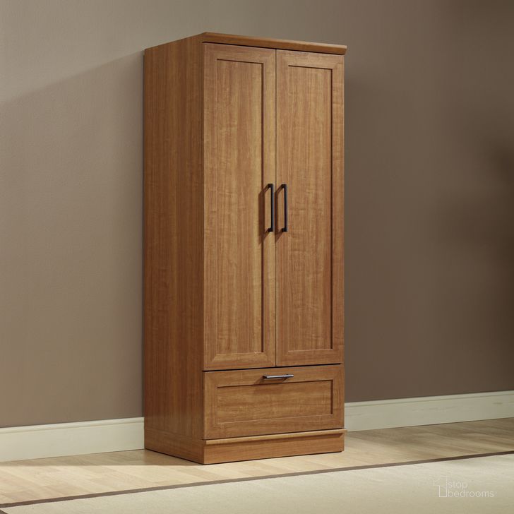 The appearance of Homeplus Storage Cabinet Wardrobe In Sienna Oak designed by Sauder in the transitional interior design. This sienna oak piece of furniture  was selected by 1StopBedrooms from HomePlus Collection to add a touch of cosiness and style into your home. Sku: 411802. Product Type: Wardrobe. Material: Engineered Wood. Image1