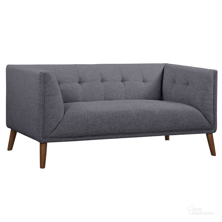 The appearance of Hudson Mid-Century Button-Tufted Loveseat In Dark Gray Linen and Walnut Legs designed by Armen Living in the transitional interior design. This dark gray piece of furniture  was selected by 1StopBedrooms from Hudson Collection to add a touch of cosiness and style into your home. Sku: LCHU2DG. Material: Wood. Product Type: Loveseat. Image1