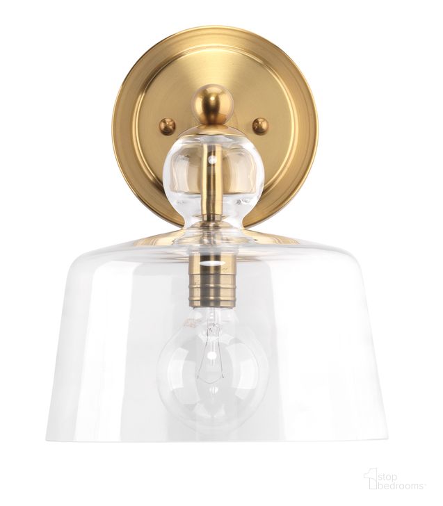 The appearance of Hudson Wall Sconce LS4HUDSONBR designed by Jamie Young Company in the transitional interior design. This brass piece of furniture  was selected by 1StopBedrooms from Hudson Collection to add a touch of cosiness and style into your home. Sku: LS4HUDSONBR. Material: Metal. Product Type: Wall Sconce. Image1