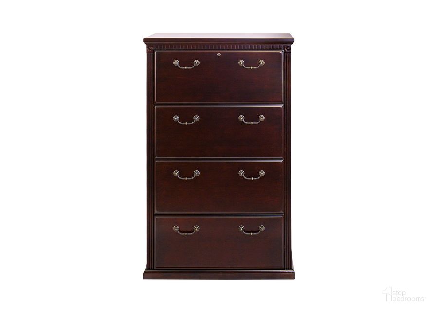 The appearance of Huntington Four Drawer Lateral File Cabinet with Office Storage File Drawer In Cherry designed by Martin Furniture in the traditional interior design. This cherry piece of furniture  was selected by 1StopBedrooms from Huntington Collection to add a touch of cosiness and style into your home. Sku: HCR454/D. Material: Wood. Product Type: File Cabinet. Image1