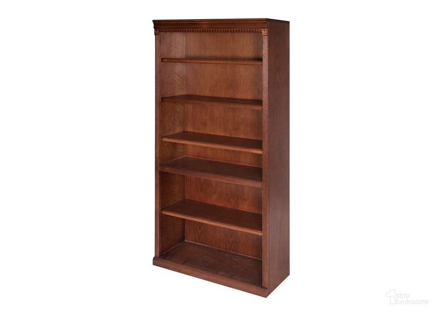 The appearance of Huntington Oxford 72 Inch Wood Bookcase In Brown designed by Martin Furniture in the traditional interior design. This brown piece of furniture  was selected by 1StopBedrooms from Huntington Collection to add a touch of cosiness and style into your home. Sku: HO3672/B. Material: Wood. Product Type: Bookcase. Image1