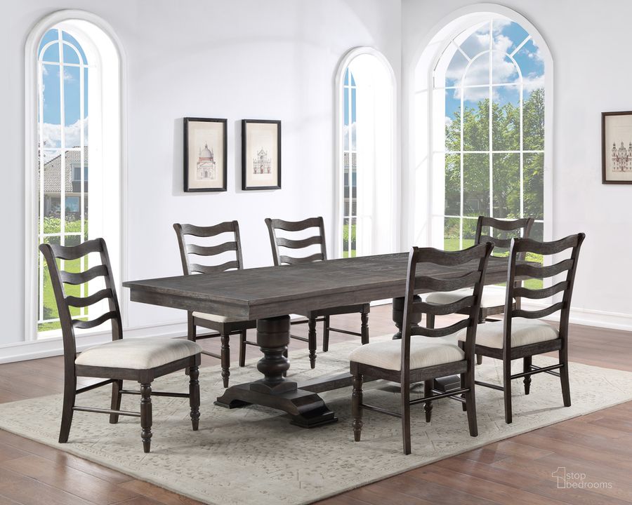 The appearance of Hutchins 7 Piece Dining Set In Brown designed by Steve Silver in the  interior design. This brown piece of furniture  was selected by 1StopBedrooms from Hutchins Collection to add a touch of cosiness and style into your home. Sku: HU500TB;HU500TT;HU500S;HU500S;HU500S. Product Type: Dining Room Set. Material: MDF. Image1