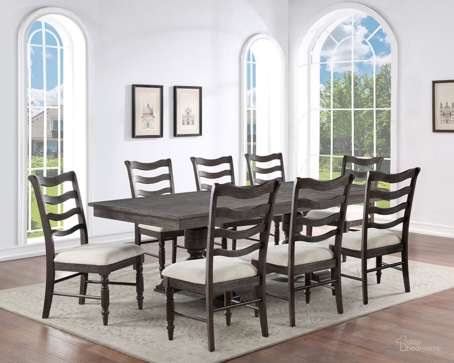 The appearance of Hutchins 9 Piece Dining Set In Brown designed by Steve Silver in the  interior design. This brown piece of furniture  was selected by 1StopBedrooms from Hutchins Collection to add a touch of cosiness and style into your home. Sku: HU500TB;HU500TT;HU500S;HU500S;HU500S;HU500S. Product Type: Dining Room Set. Material: MDF. Image1