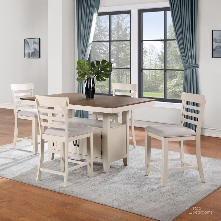 The appearance of Hyland 5PC Dining Set In White designed by Steve Silver in the country / farmhouse interior design. This white piece of furniture  was selected by 1StopBedrooms from Hyland Collection to add a touch of cosiness and style into your home. Sku: HY500CCB;HY500CCB;HY500PTB. Product Type: Dining Room Set. Material: MDF. Image1
