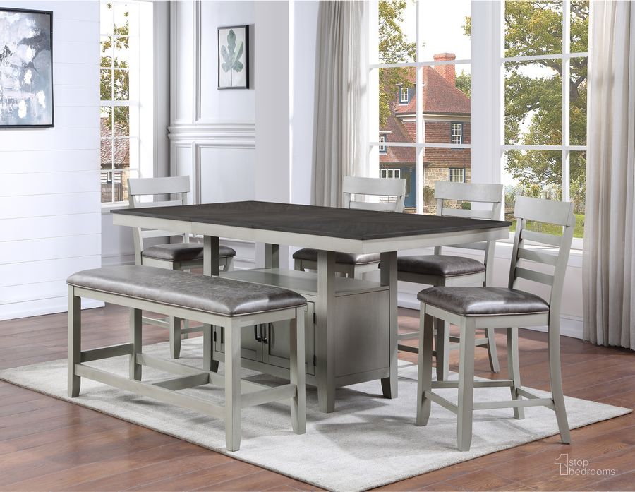 The appearance of Hyland 6Pc Dining Set designed by Steve Silver in the country / farmhouse interior design. This grey and charcoal piece of furniture  was selected by 1StopBedrooms from Hyland Collection to add a touch of cosiness and style into your home. Sku: HY500PT;HY500CC;HY500CC;HY500CC;HY500CC;HY500CCBN. Product Type: Dining Room Set. Material: Plywood. Image1