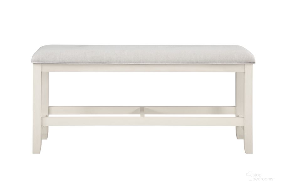 The appearance of Hyland Counter Bench In White designed by Steve Silver in the modern / contemporary interior design. This white piece of furniture  was selected by 1StopBedrooms from Hyland Collection to add a touch of cosiness and style into your home. Sku: HY500CCBNB. Product Type: Dining Bench. Material: Rubberwood. Image1