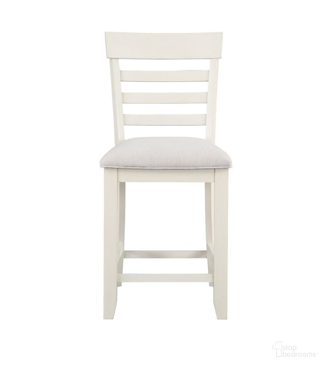 The appearance of Hyland Counter Chair Set of 2 In White designed by Steve Silver in the modern / contemporary interior design. This white piece of furniture  was selected by 1StopBedrooms from Hyland Collection to add a touch of cosiness and style into your home. Sku: HY500CCB. Product Type: Counter Height Chair. Material: Rubberwood. Image1