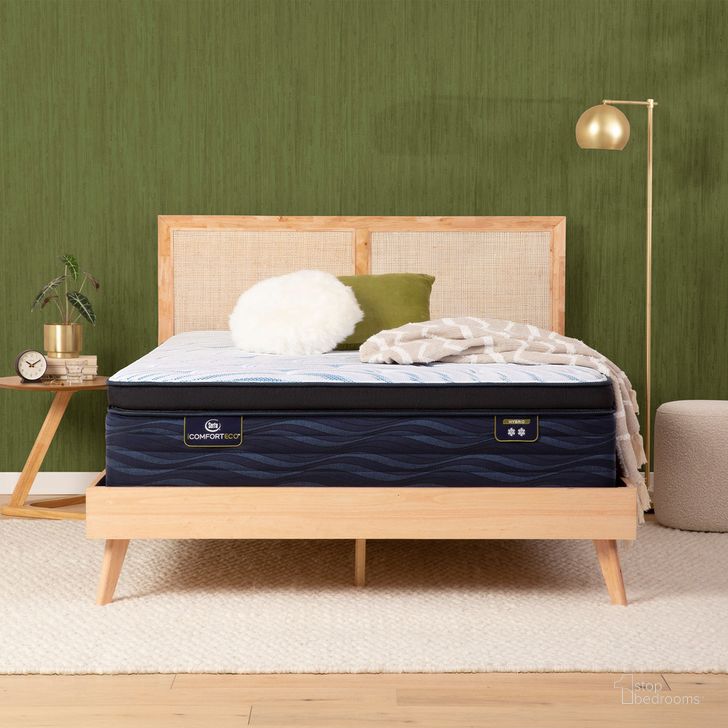 The appearance of iComfortECO Q20GL 15.75 Inch Hybrid Firm Pillow Top Mattress - King designed by Serta in the traditional interior design. This blue piece of furniture  was selected by 1StopBedrooms from iComfortECO Collection to add a touch of cosiness and style into your home. Sku: 500800753-1060. Material: Memory Foam. Product Type: Mattress. Bed Size: King. Size: King. Comfort Level: Firm. Mattress Top: Pillow Top. Comfort Level: Firm. Mattress Type: Hybrid. Mattress Thickness: 15.75". Image1
