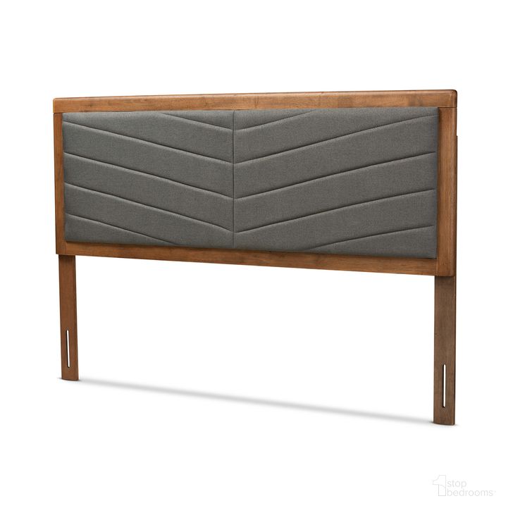 The appearance of Iden Fabric Upholstered and Wood Full Headboard In Dark Grey and Walnut Brown designed by Baxton Studio in the modern / contemporary interior design. This grey/brown piece of furniture  was selected by 1StopBedrooms from Iden Collection to add a touch of cosiness and style into your home. Sku: MG9733-Dark Grey/Walnut-Full-HB. Product Type: Headboard. Material: Rubberwood. Image1