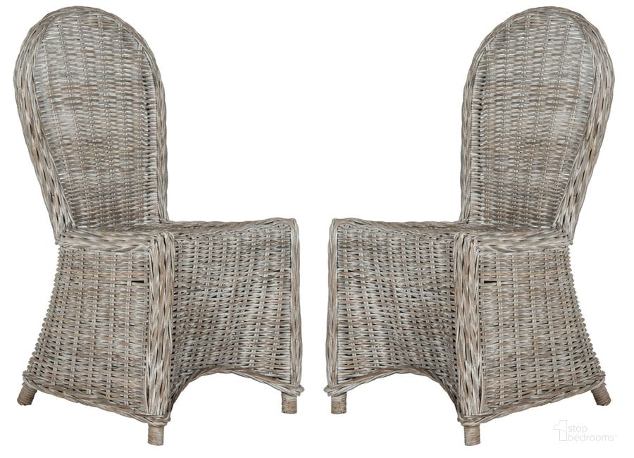 The appearance of Idola White Wash Wicker Dining Chair Set of 2 designed by Safavieh in the country / farmhouse interior design. This washed white piece of furniture  was selected by 1StopBedrooms from Safavieh SEA Collection to add a touch of cosiness and style into your home. Sku: SEA7004A-SET2. Product Type: Dining Chair. Material: Rattan. Image1