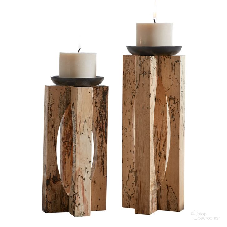 The appearance of Ilva Wood Candleholders Set of 2 In White and Black designed by Uttermost in the  interior design. This white and black piece of furniture  was selected by 1StopBedrooms from Ilva Collection to add a touch of cosiness and style into your home. Sku: 18074. Material: Wood. Product Type: Candle Holder. Image1