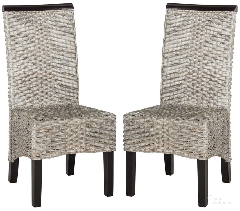 The appearance of Ilya Antique Gray Wicker Dining Chair Set of 2 designed by Safavieh in the traditional interior design. This antique grey piece of furniture  was selected by 1StopBedrooms from Ilya Collection to add a touch of cosiness and style into your home. Sku: SEA8017B-SET2. Product Type: Dining Chair. Material: Rattan. Image1