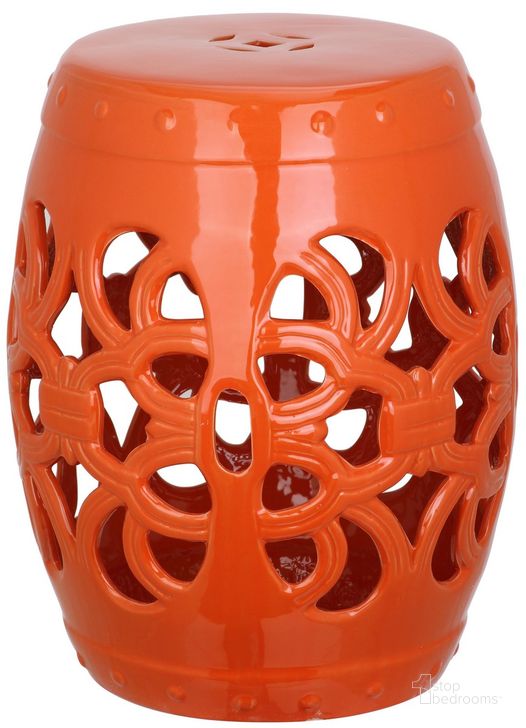 The appearance of Imperial Orange Vine Garden Stool designed by Safavieh in the modern / contemporary interior design. This orange piece of furniture  was selected by 1StopBedrooms from Imperial Collection to add a touch of cosiness and style into your home. Sku: ACS4539D. Product Type: Stool. Image1