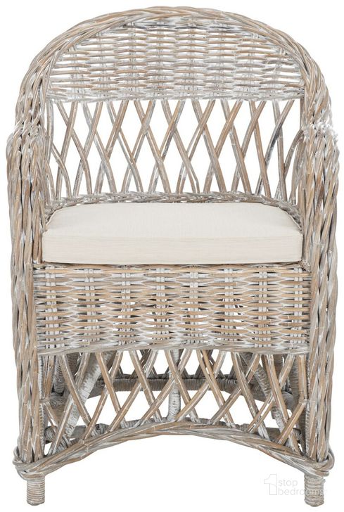 The appearance of Inez White Wash Wicker Club Chair designed by Safavieh in the modern / contemporary interior design. This washed white piece of furniture  was selected by 1StopBedrooms from Inez Collection to add a touch of cosiness and style into your home. Sku: SEA7000B. Product Type: Bar Chair. Material: Rattan. Image1