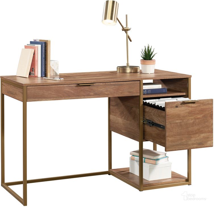 The appearance of International Lux Desk In Sindoori Mango designed by Sauder in the transitional interior design. This sindoori mango piece of furniture  was selected by 1StopBedrooms from International Lux Collection to add a touch of cosiness and style into your home. Sku: 431116. Product Type: Desk. Material: Engineered Wood. Image1