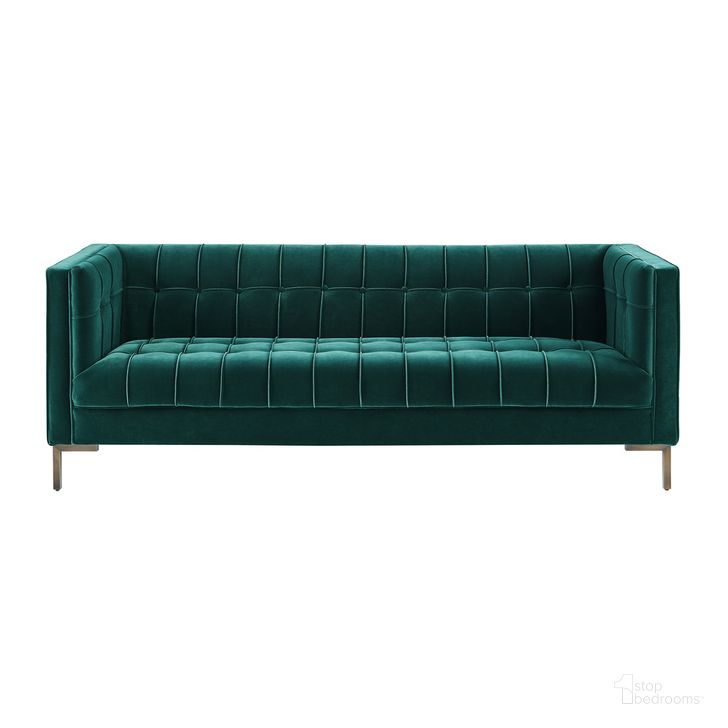 The appearance of Isaac Channel Stitch Sofa In Green Velvet designed by Steve Silver in the transitional interior design. This green piece of furniture  was selected by 1StopBedrooms from Isaac Collection to add a touch of cosiness and style into your home. Sku: IC100SGN. Product Type: Sofa. Material: Plywood. Image1