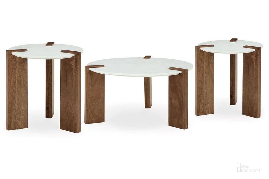 The appearance of Isanti Ocassional Table Set In White and Brown designed by Signature Design by Ashley in the modern / contemporary interior design. This white/brown piece of furniture  was selected by 1StopBedrooms from Isanti Collection to add a touch of cosiness and style into your home. Sku: T652-8;T652-6;T652-6. Material: Wood. Product Type: Occasional Table Set. Image1