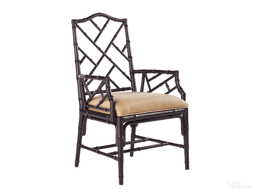 The appearance of Island Estate Noche Black Ceylon Arm Chair designed by Tommy Bahama in the traditional interior design. This black piece of furniture  was selected by 1StopBedrooms from Island Estate Collection to add a touch of cosiness and style into your home. Sku: 01-0532-883-447311. Product Type: Arm Chair. Material: Rattan. Image1