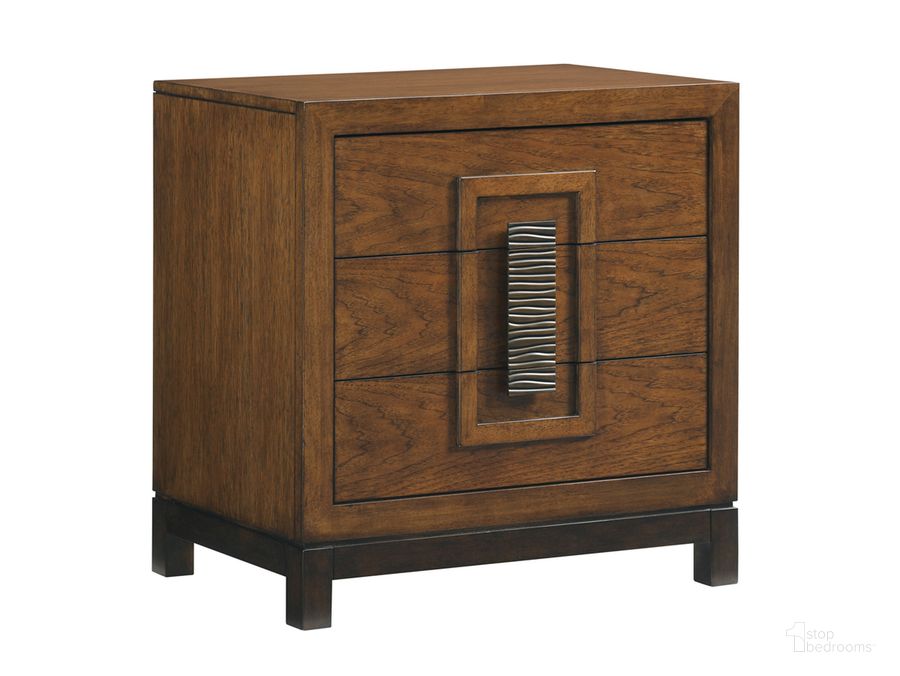 The appearance of Island Fusion Isabela Nightstand designed by Tommy Bahama in the transitional interior design. This brown piece of furniture  was selected by 1StopBedrooms from Island Fusion Collection to add a touch of cosiness and style into your home. Sku: 01-0556-621. Material: Wood. Product Type: Nightstand. Image1