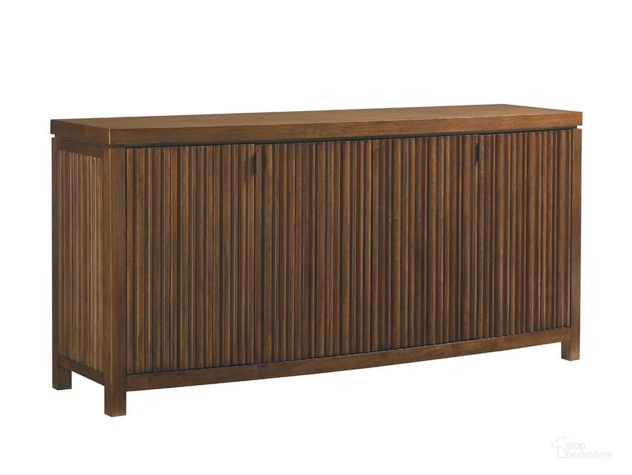 The appearance of Island Fusion Saporo Buffet designed by Tommy Bahama in the transitional interior design. This brown piece of furniture  was selected by 1StopBedrooms from Island Fusion Collection to add a touch of cosiness and style into your home. Sku: 01-0556-852. Material: Wood. Product Type: Buffets, Sideboards and Server. Image1