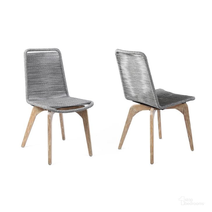 The appearance of Island Outdoor Light Eucalyptus Wood and Gray Rope Dining Chair Set of 2 designed by Armen Living in the modern / contemporary interior design. This gray piece of furniture  was selected by 1StopBedrooms from Island Collection to add a touch of cosiness and style into your home. Sku: LCISSIGR. Material: Wood. Product Type: Outdoor Dining Chair. Image1