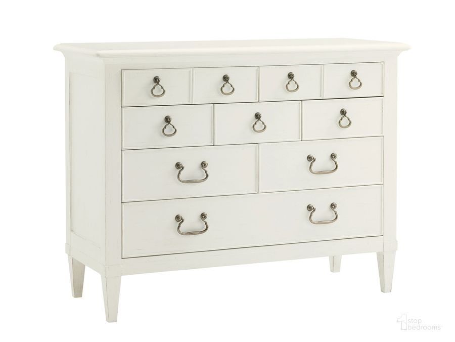 The appearance of Ivory Key Elbow Beach Dresser designed by Tommy Bahama in the transitional interior design. This white piece of furniture  was selected by 1StopBedrooms from Ivory Key Collection to add a touch of cosiness and style into your home. Sku: 01-0543-222. Material: Glass. Product Type: Dresser. Image1