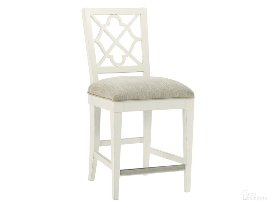 The appearance of Ivory Key Newstead Counter Stool designed by Tommy Bahama in the transitional interior design. This white piece of furniture  was selected by 1StopBedrooms from Ivory Key Collection to add a touch of cosiness and style into your home. Sku: 01-0543-815-01. Material: Glass. Product Type: Barstool. Image1