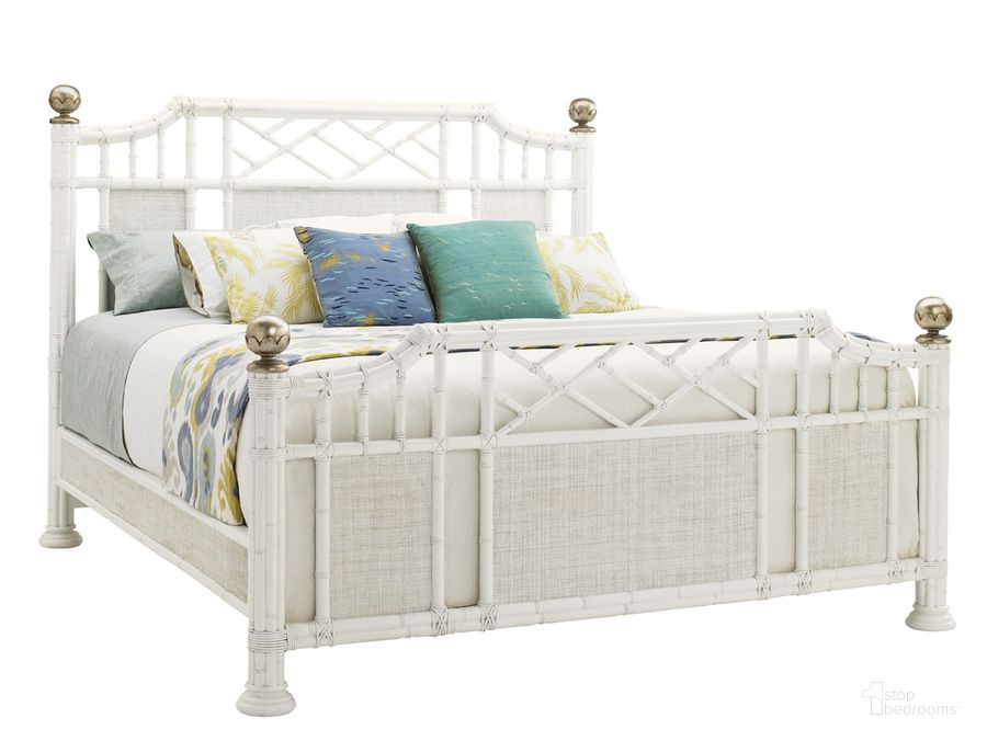 The appearance of Ivory Key Pritchards Bay King Panel Bed designed by Tommy Bahama in the transitional interior design. This white piece of furniture  was selected by 1StopBedrooms from Ivory Key Collection to add a touch of cosiness and style into your home. Sku: 01-0543-134C. Bed Type: Panel Bed. Material: Glass. Product Type: Panel Bed. Bed Size: King. Image1