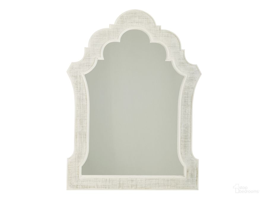 The appearance of Ivory Key Sandys Mirror designed by Tommy Bahama in the transitional interior design. This white piece of furniture  was selected by 1StopBedrooms from Ivory Key Collection to add a touch of cosiness and style into your home. Sku: 01-0543-204. Material: Glass. Product Type: Dresser Mirror. Image1