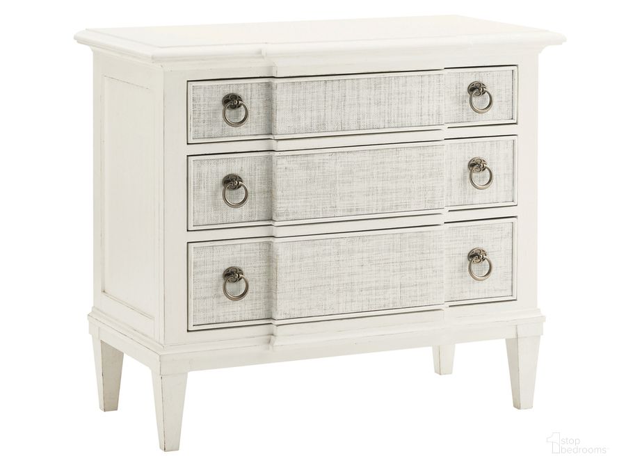 The appearance of Ivory Key Tuckers Point Bachelors Chest designed by Tommy Bahama in the transitional interior design. This white piece of furniture  was selected by 1StopBedrooms from Ivory Key Collection to add a touch of cosiness and style into your home. Sku: 01-0543-624. Material: Glass. Product Type: Night Table. Image1