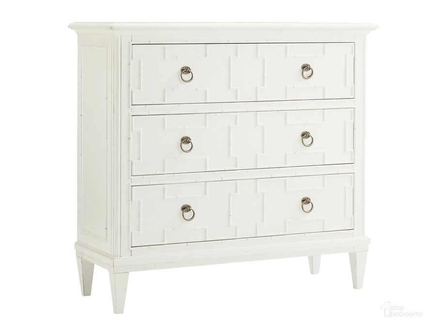 The appearance of Ivory Keysomers Isle Hall Chest designed by Tommy Bahama in the transitional interior design. This white piece of furniture  was selected by 1StopBedrooms from Ivory Key Collection to add a touch of cosiness and style into your home. Sku: 01-0543-973. Material: Glass. Product Type: Accent Chest. Image1