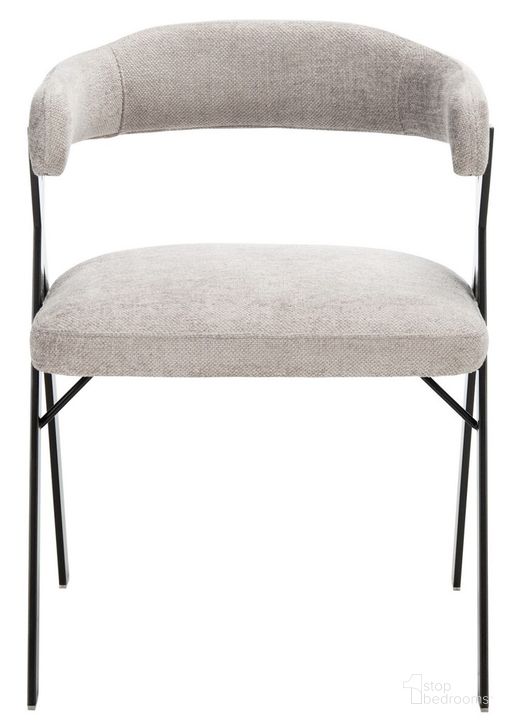 The appearance of Izzy Chenille Dining Chair In Grey And Black designed by Safavieh Couture in the modern / contemporary interior design. This grey piece of furniture  was selected by 1StopBedrooms from Izzy Collection to add a touch of cosiness and style into your home. Sku: KNT7067A. Material: Wood. Product Type: Dining Chair. Image1
