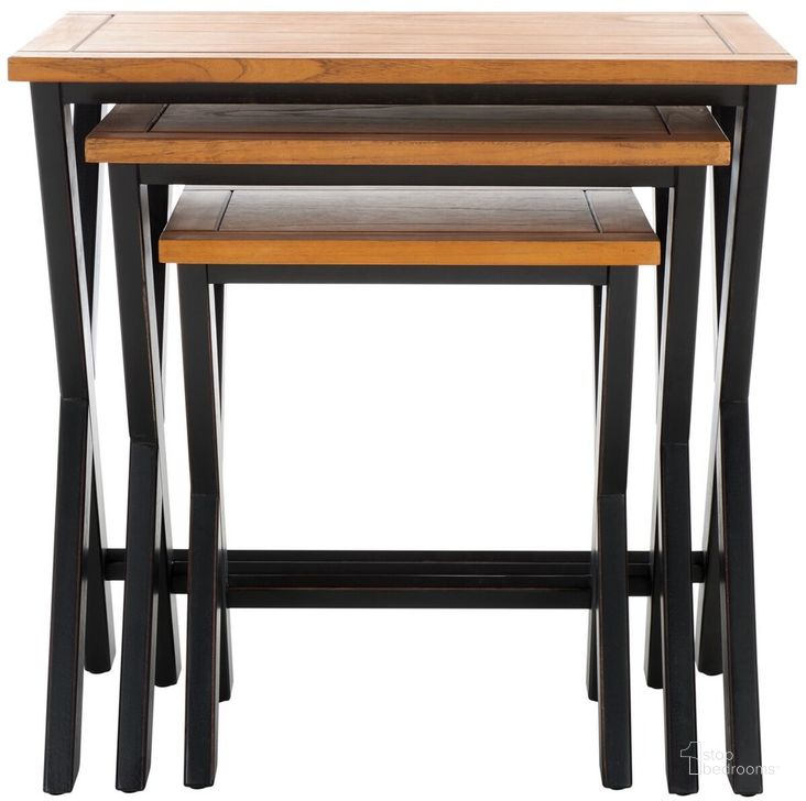 The appearance of Jack Black and Oak Stacking Tray Tables designed by Safavieh in the modern / contemporary interior design. This black piece of furniture  was selected by 1StopBedrooms from Jack Collection to add a touch of cosiness and style into your home. Sku: AMH6572A. Product Type: Table. Material: Iron. Image1