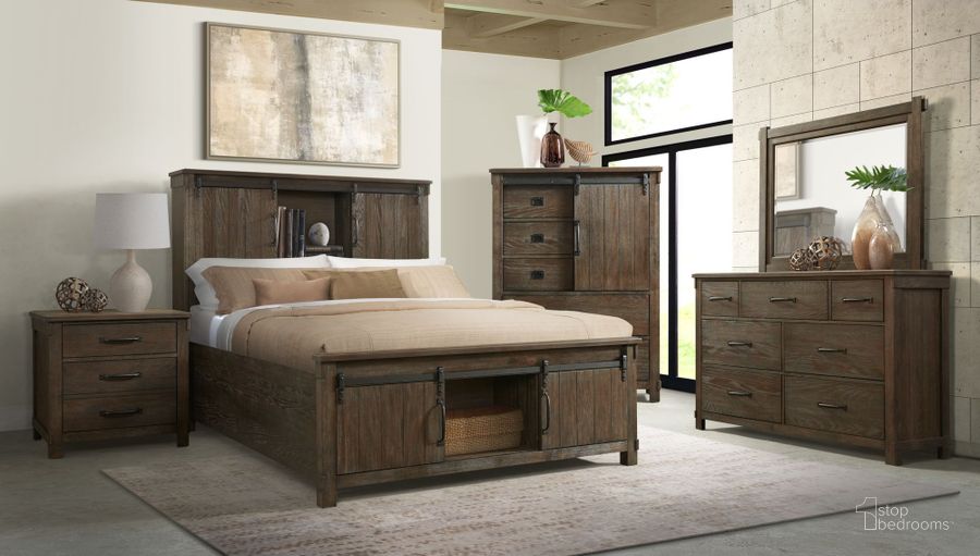 The appearance of Jack Walnut Platform Storage Bedroom Set designed by Picket House in the rustic / southwestern interior design. This brown piece of furniture  was selected by 1StopBedrooms from Jack Collection to add a touch of cosiness and style into your home. Sku: SC370QH;SC370QF;SC370QKR;SC300NS. Product Type: Bedroom Set. Bed Size: Queen. Material: Rubberwood. Image1