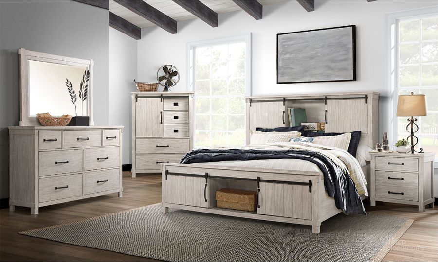 The appearance of Jack White Platform Storage Bedroom Set designed by Picket House in the rustic / southwestern interior design. This cream piece of furniture  was selected by 1StopBedrooms from Jack Collection to add a touch of cosiness and style into your home. Sku: SC670QH;SC670QF;SC670QKR;SC600NS. Product Type: Bedroom Set. Bed Size: Queen. Material: Rubberwood. Image1